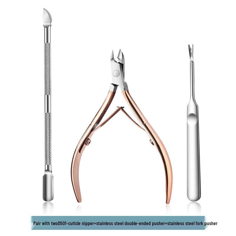 Stainless Steel Manicure Set: 3-Piece Dead Skin Scissors, Double-Headed Pusher, and Nail Clipper