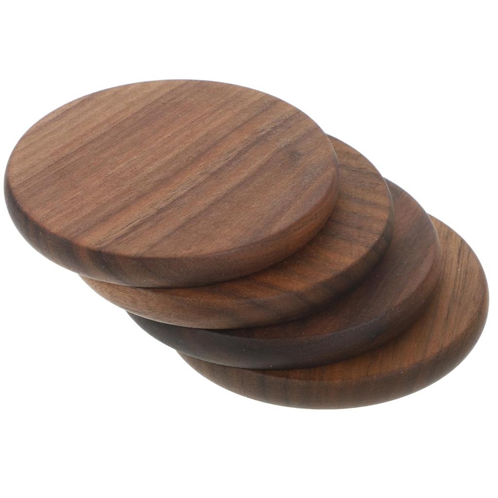 ULDIGI Set of 4 Wooden Coasters, 3.46 Inch Square, Heat-Resistant Cup Mats, Dining Table Placemats, Home Kitchen Table Protectors