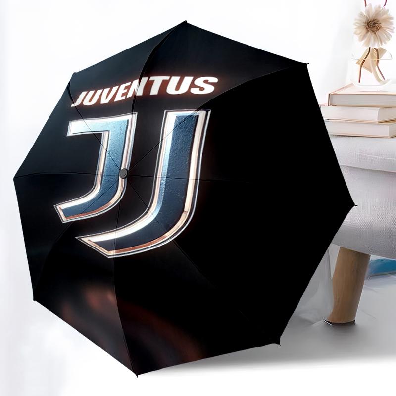 1 Stück Robuster Automatikschirm mit 8 Speichen, Juventus Fußballclub Schirm, Digitaldruck, Faltbarer Schirm für Unterwegs im Freien