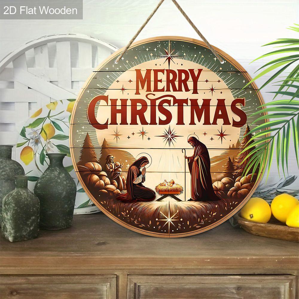 Holy Night Nativity Scene Pendant, Decoration of Home Walls or Doors, 2d Flat Wooden, Christmas Decoration, Gifts for Friends and Family
