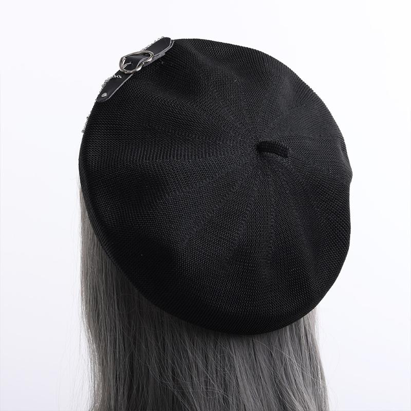 Lolita Girls Heart Buckle Beanie JK Hat Sweet Cool Hair Accessories Fashion Beret Breathable Preppy Style Lolita Hat