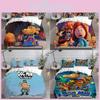 Bedding Man Dog Set Cartoon Comforter Cover Duvet Pillow Case Bedroom Decoration