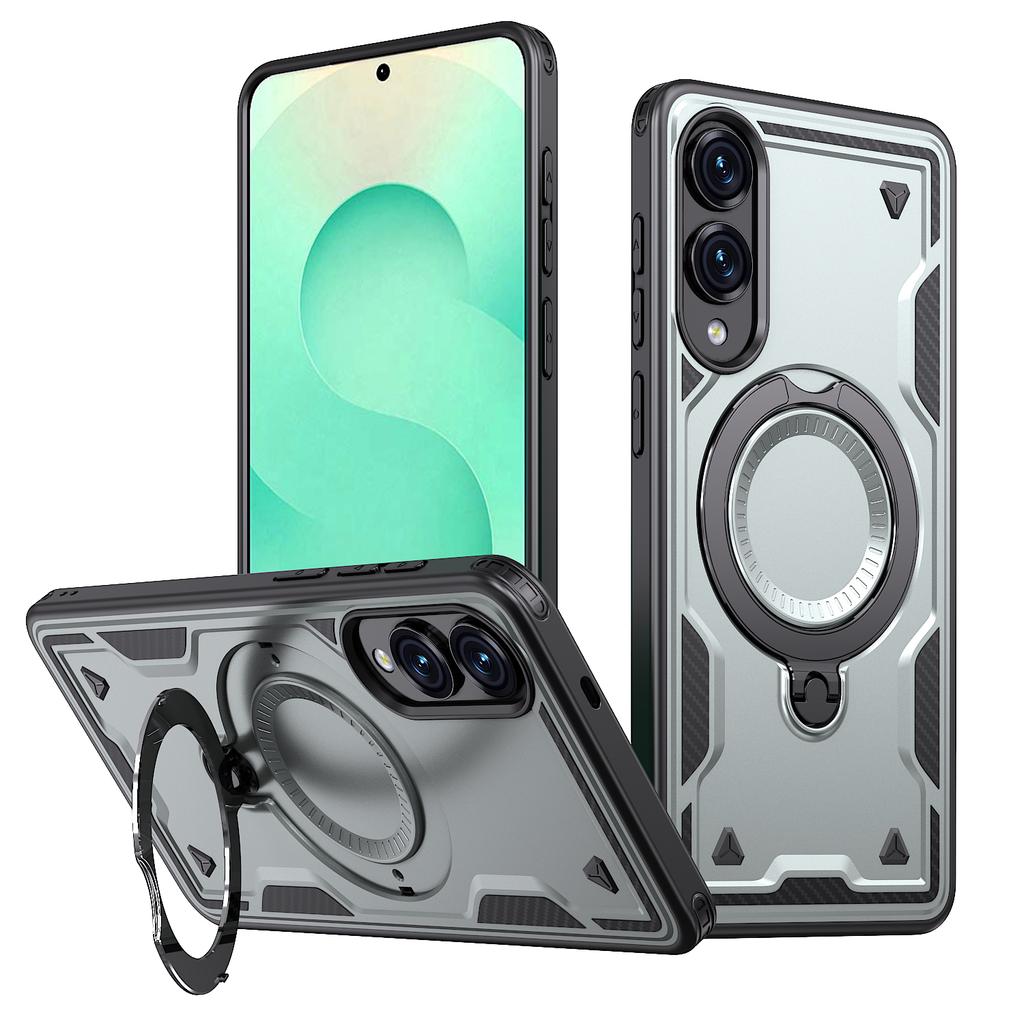 For Samsung Galaxy S25 Edge S25FE Case Armor Shockproof 360° Rotating Magnetic Holder TPU Frame Hard Plastic Phone Cover Fundas