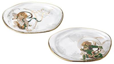 Aderia (ADERIA) [Premium Japanischer Geschmack: Paar Fujin und Raijin Deformierte Teller, Hergestellt in Japan, Geschenkverpackt, S6228] Teller, Geschirr, Japanischer Tisch