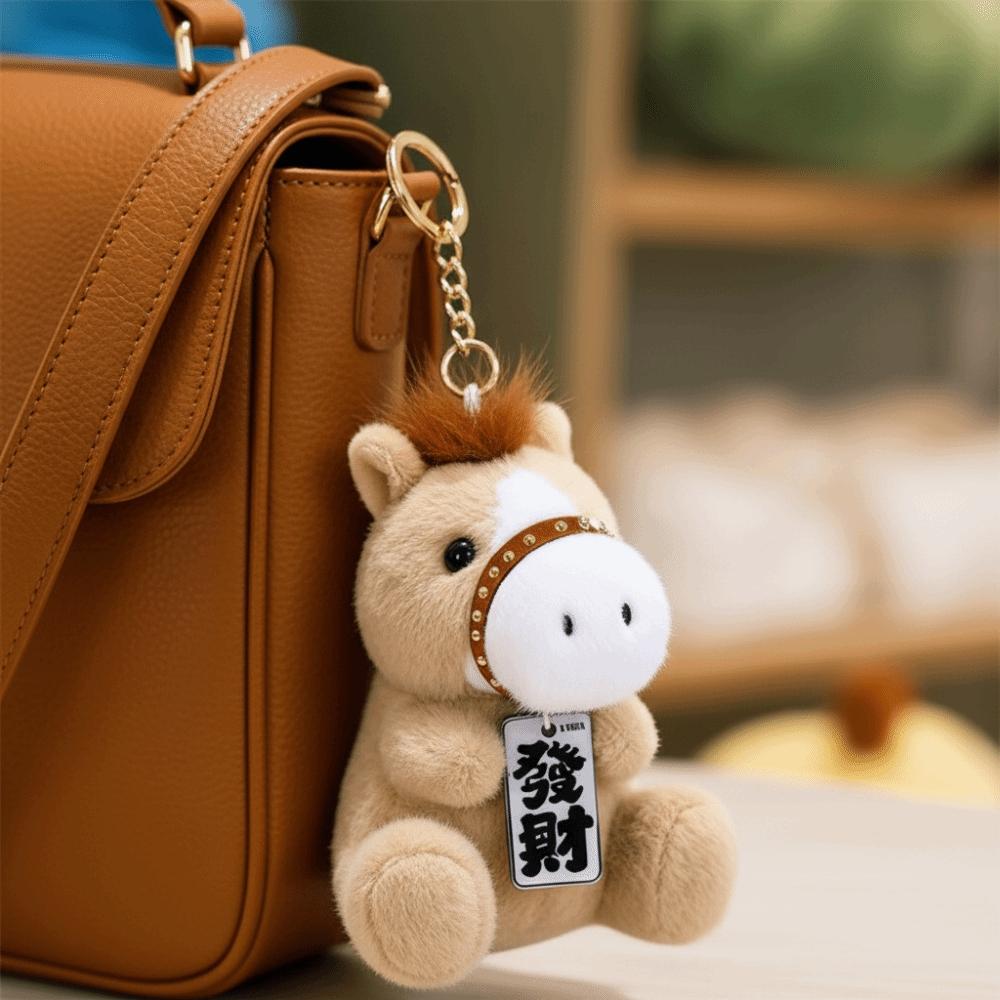 Cartoon Horse Year Key Ring 13cm Pony Pendant Portable Zodiac Pony Figurine Girls Accessories