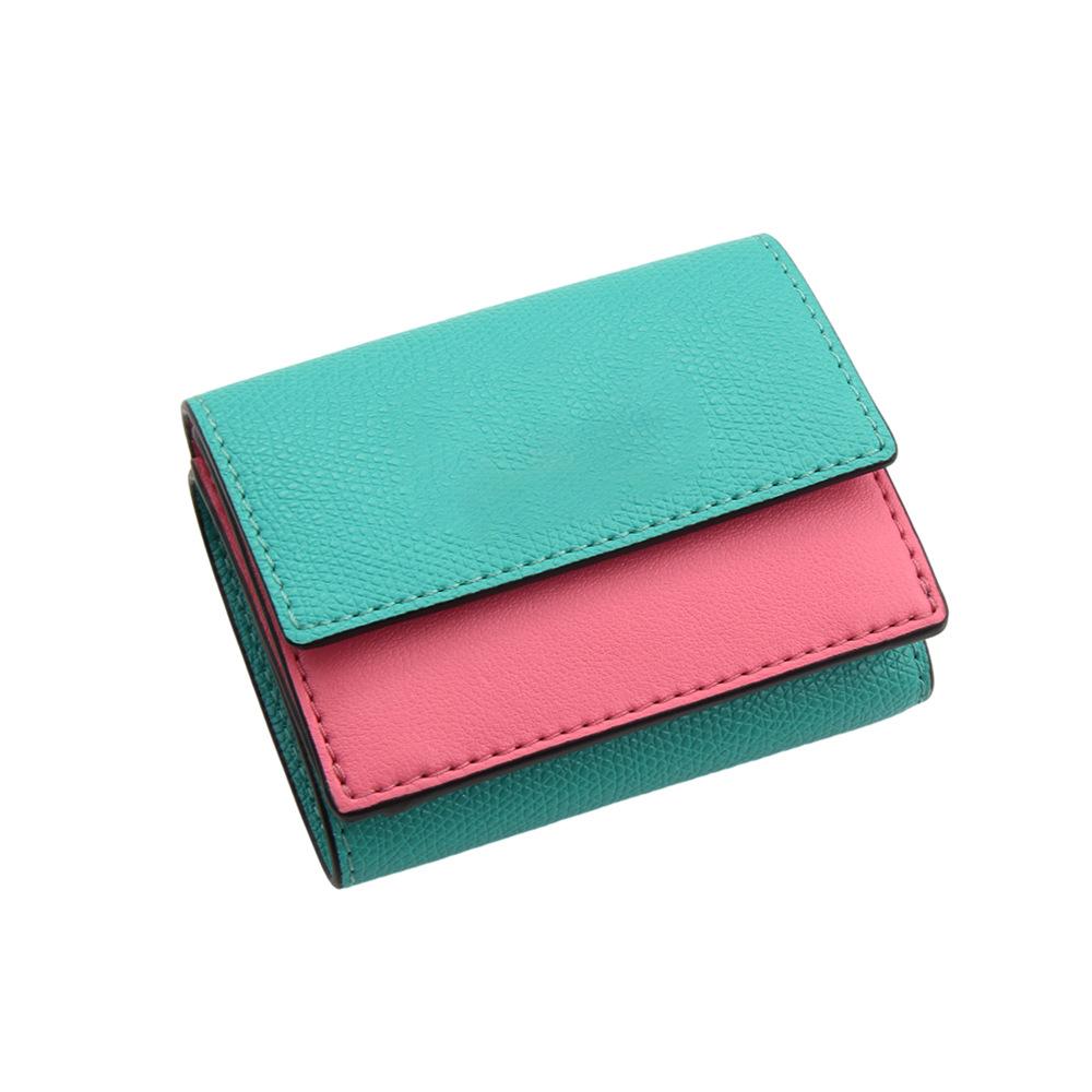 

Женский трехсекционный кошелек для мелочи большой вместимости RFID кошелек контрастного цвета кошелек для мелочи зелёный
