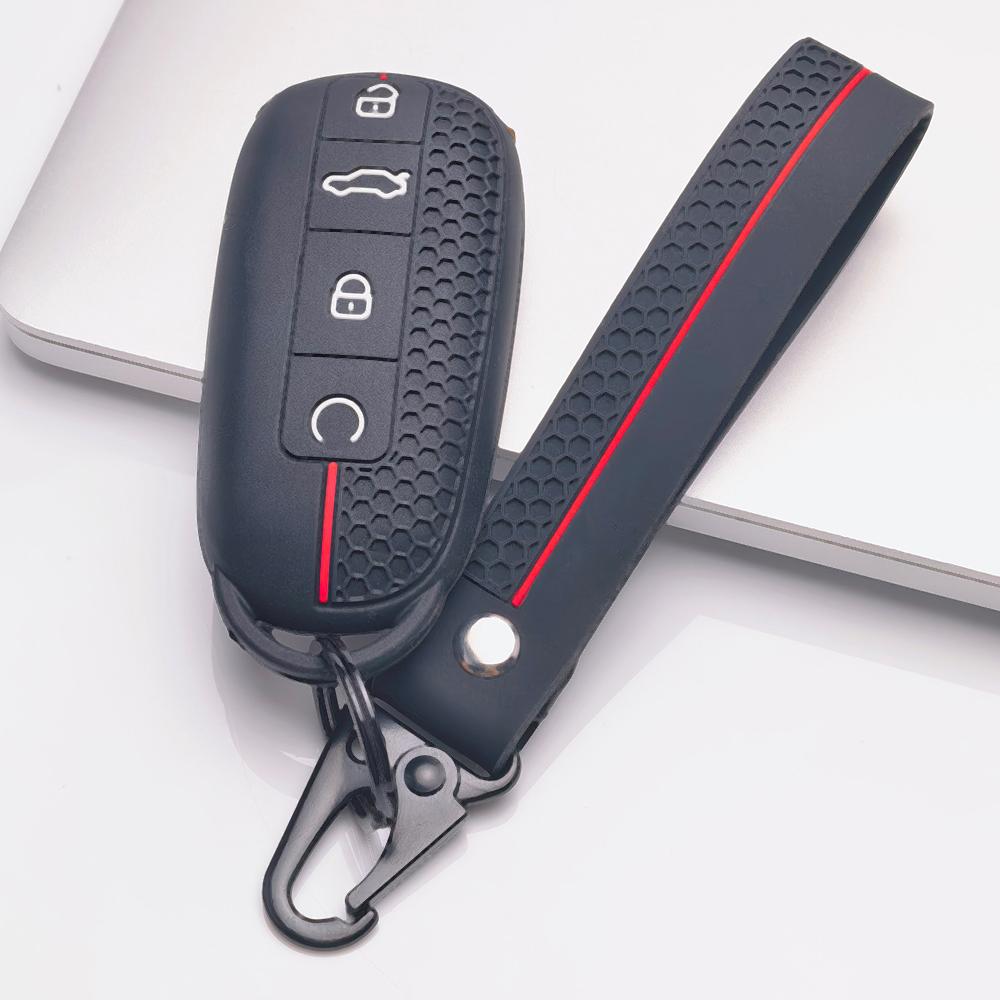 Anti Lost Silicone Keychain Lanyard for Chery Tiggo 7 Pro Arrizo 8 OMODA 5 with Keychain Honeycomb Texture Racing Stripe Car Key Organizer Accessory