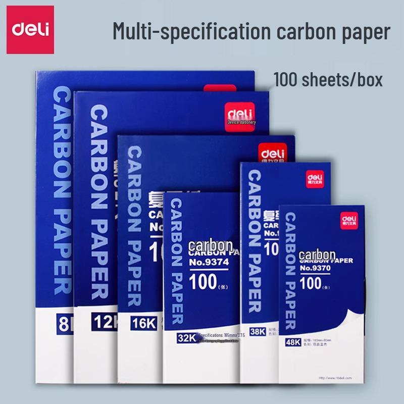 Deli A4 Blue Carbon Paper, Double-Sided, 32K; 16K Red Handwriting Paper; 48K Translucent Blue Paper; 8K Colored Printing Paper. 9370 48K 185x85mm (97 blue, 3 red)
