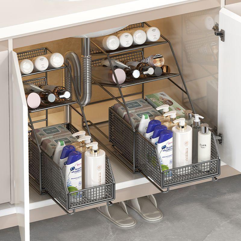 Under-Sink Pull-Out Bathroom Drain Shelf & Storage Basket