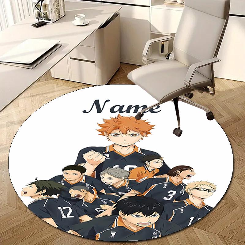 Personalized Haikyuu Round Chair Office Rug - Perfect for Mat, Office Chair & More - Ideal Gift for Birthdays and Holidays