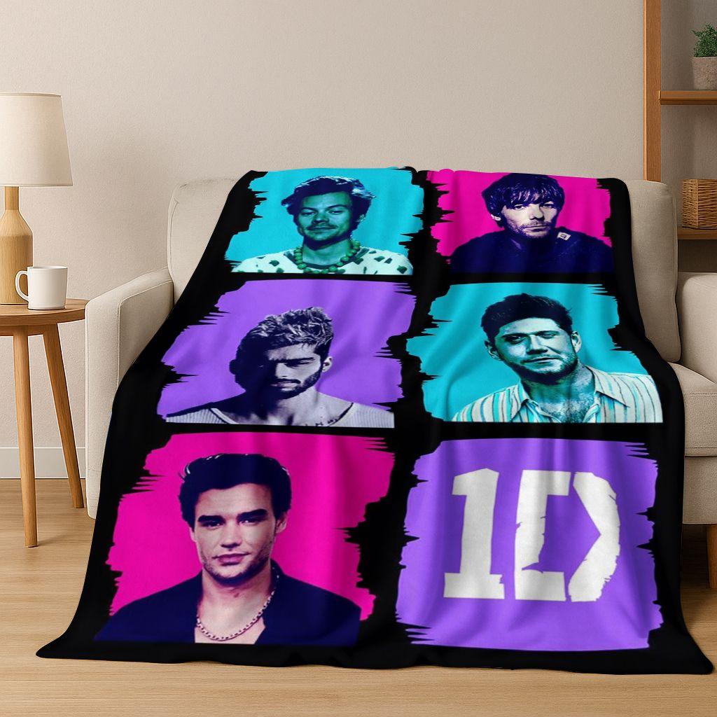 

3D 1D Rock-One-Direction Combinatio Flannel Blanket,Cozy Soft Throw Blanket for Home Bedroom Bed Sofa Picnic Cover Kids Gift 130x150cm