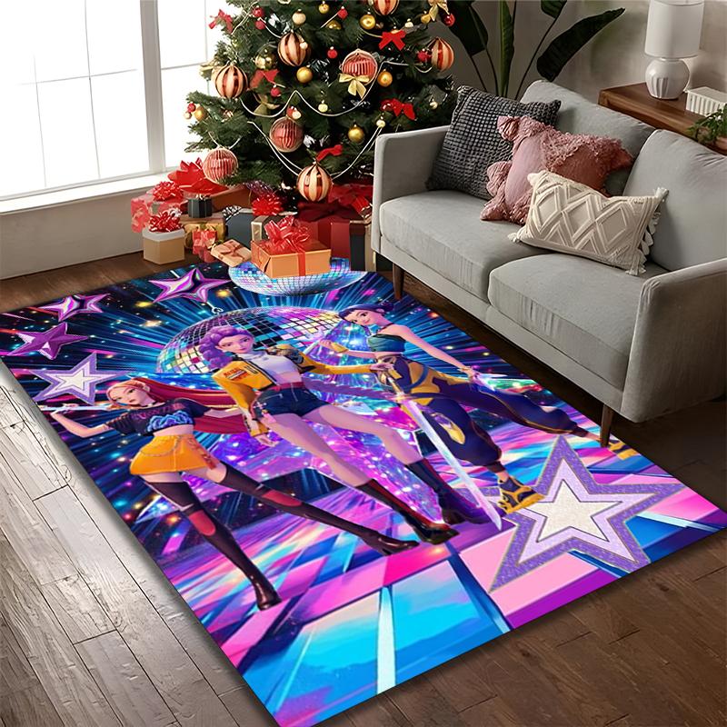 1pc Digital Printed Chair Rug for Home Office Use, Kpop Demon Hunters Carpet Appropriate for All Seasons, Soft Area Carpet