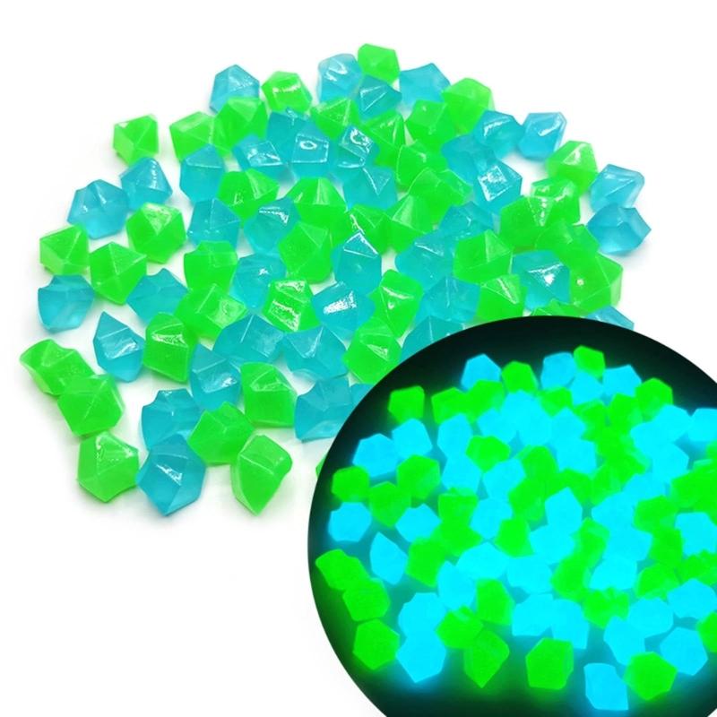 300pcs Mini Luminous Stones 14mm Fish Tanks Artificial Stone Aquarium Decoration for Indoor Outdoor Garden Yard Decor