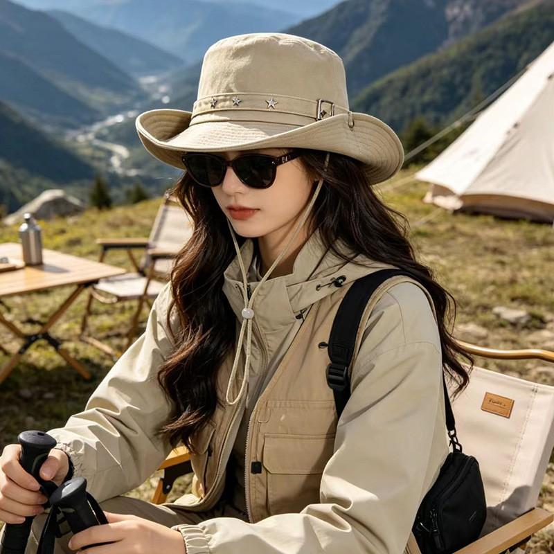 Wide Brim Cotton Sun Hat Women Men Outdoor Hiking Fishing UV Protection Foldable Bucket Fall