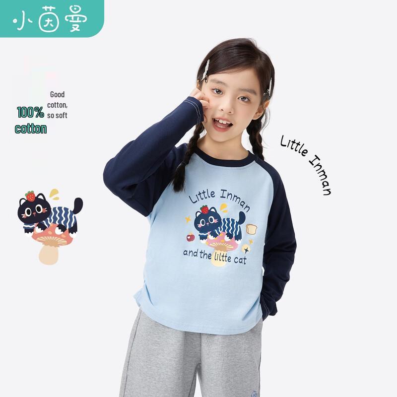 Little Yin Man Girls  Cute Cat Cotton Long Sleeve T-Shirt 140