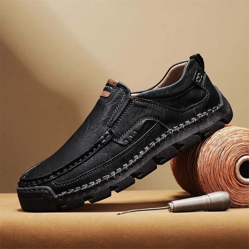 

Men s Leather Casual Shoes Handmade Breathable Shoes Soft Working Shoes Leather Dark Brown Ankle Boots 48 чорний