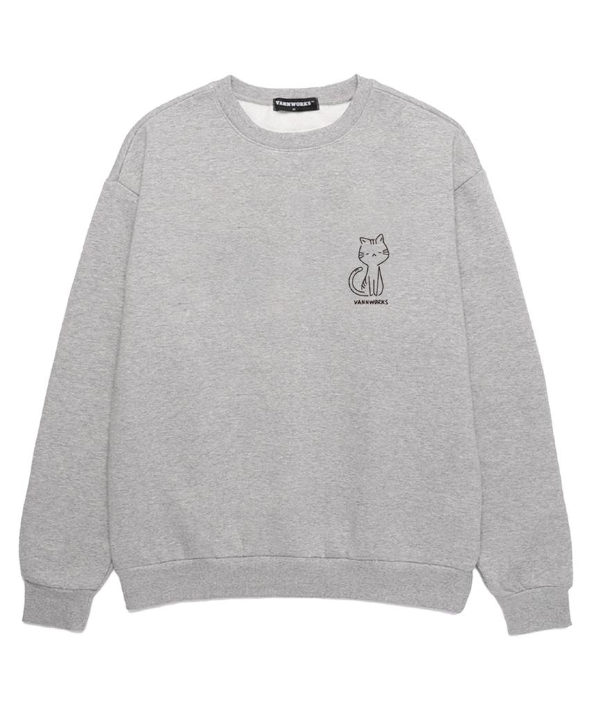 VANNWORKS Cat Oversized Sweatshirt (Vls0002) Melange Grey (Type A)