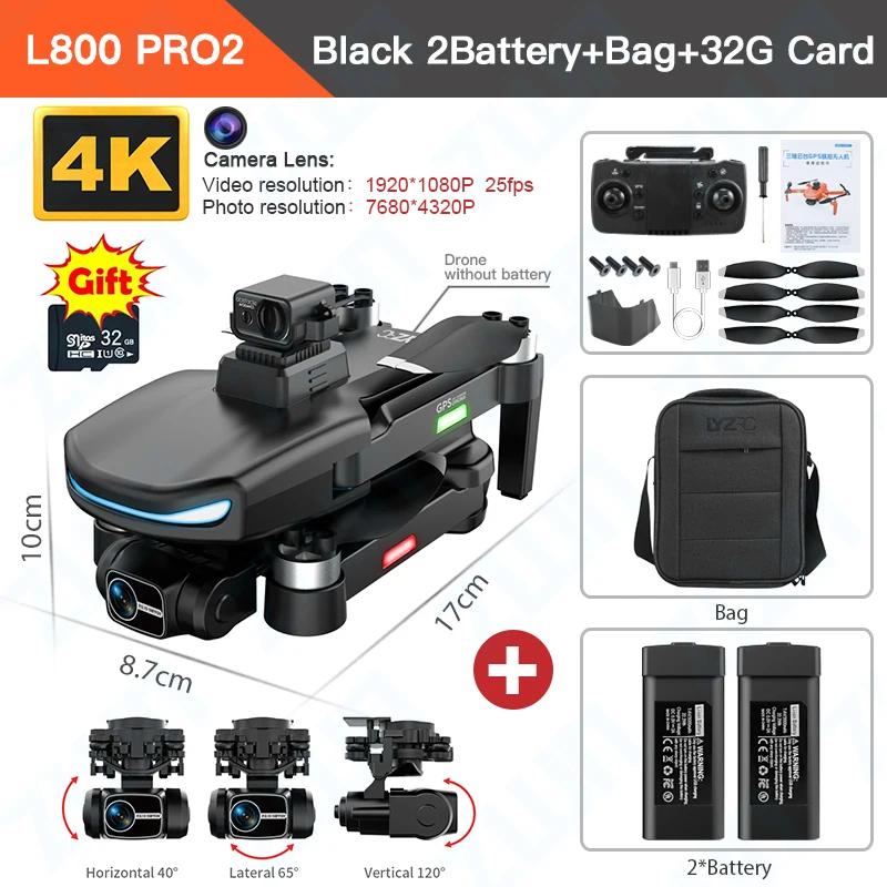 L800 PRO 2 Professional Drone 4K HD Camera GPS 5G WIFI Three-axis Anti-shake Gimbal Brushless Motor Obstacle Avoidance Drone Toy Gift