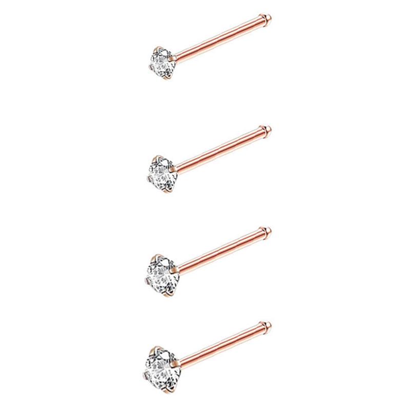 4/12PCS Stainless Steel Zircon Nose Piercing Stud Set L Shape Nose Ring Lot Twist Nose Ring Stud Bulk Body Piercing Nariz Pack
