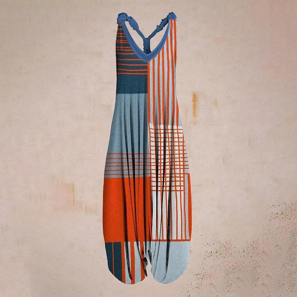 Racerback  Jumpsuit Spaghetti Straps Vintage Paisley Overall Jumpsuit