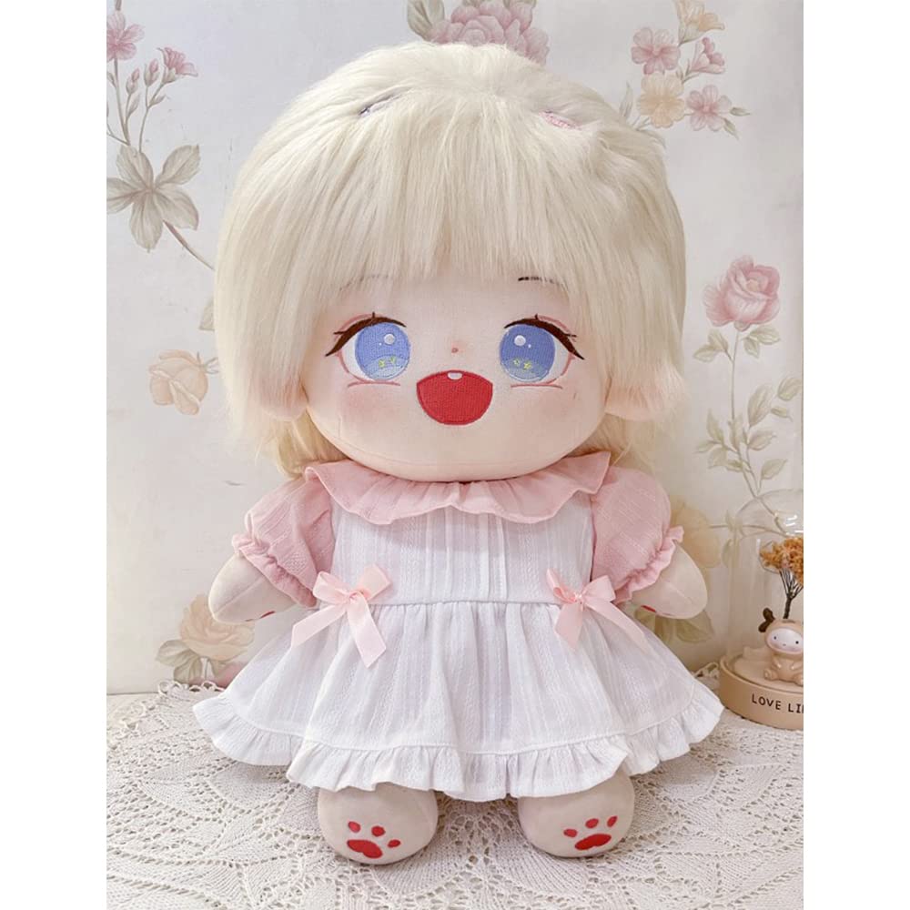 Niannyyhouse 40cm Plush Clothes, Loose Fitting, Pink and White Dress, Dress-Up, Cotton Doll, Accessories