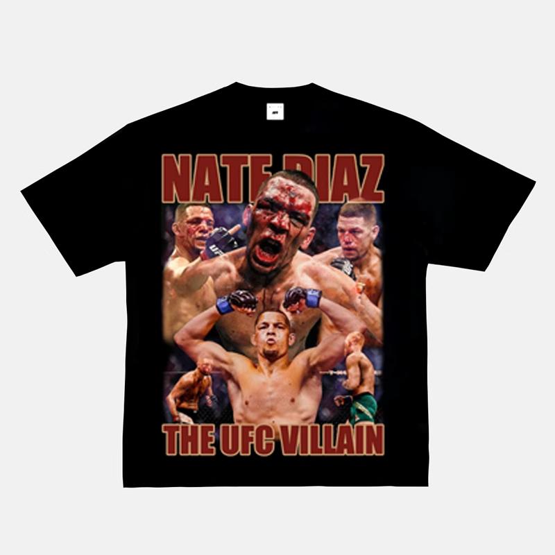 2025 New Fashion 100% Cotton Men T-shirt Fight Y2k Printing Short Sleeve American Retro Small Neckline Fighting Top Retro Top