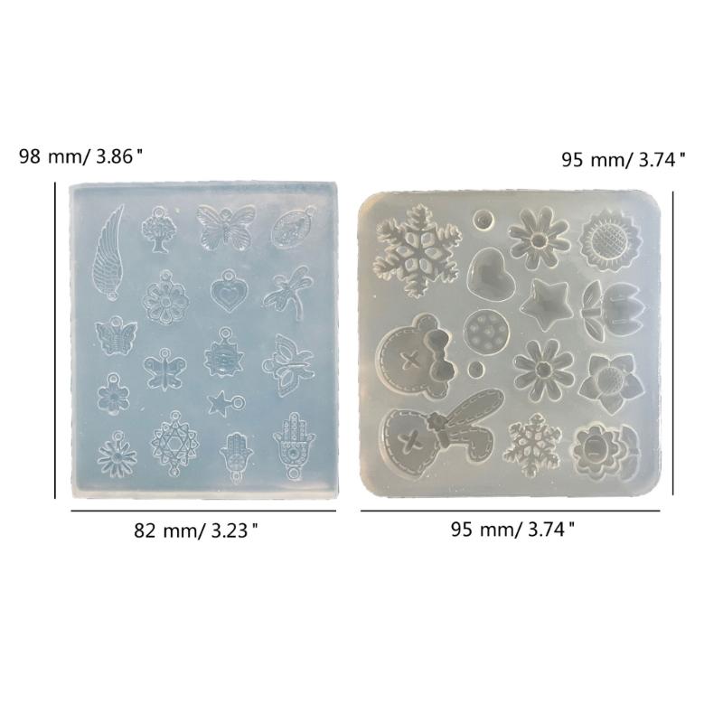 Flower Heart Charm Silicone Mold for DIY Necklace Jewelry Making Keychain Ornaments Handmade Butterfly Pendant Resin