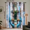 Set Of 2 Rustic Nautical Beach Curtains Ocean Anchor Lighthouse Design Drapes Bedroom Living Room Decor Curtain With Rod Pocket Polyester Perfect For