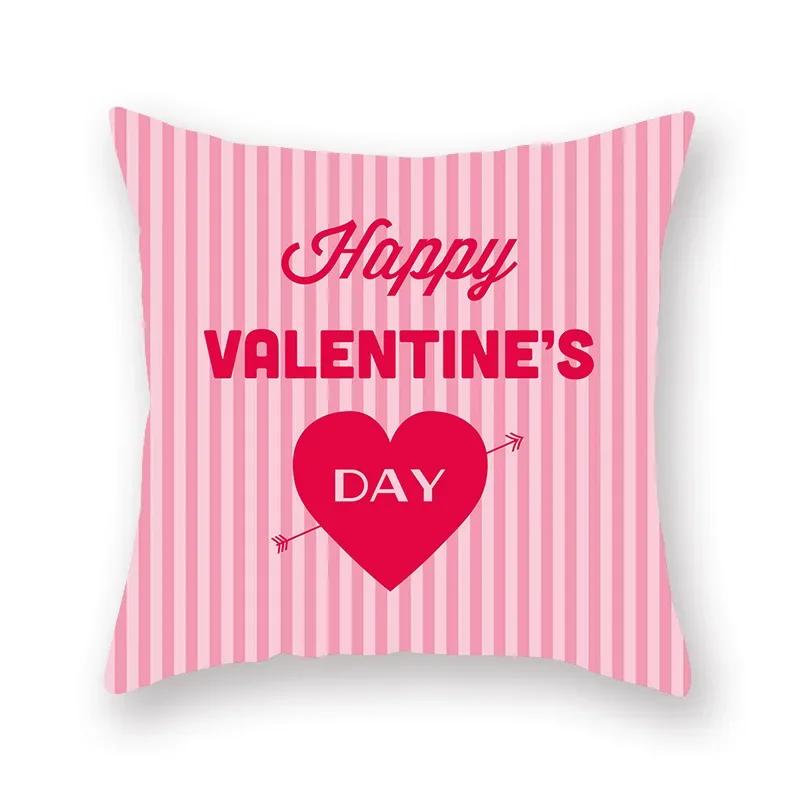 Cute Pink Red Heart Print Home Decor Pillow Sofa Cushion Cover Valentine's Day  Pillowcase
