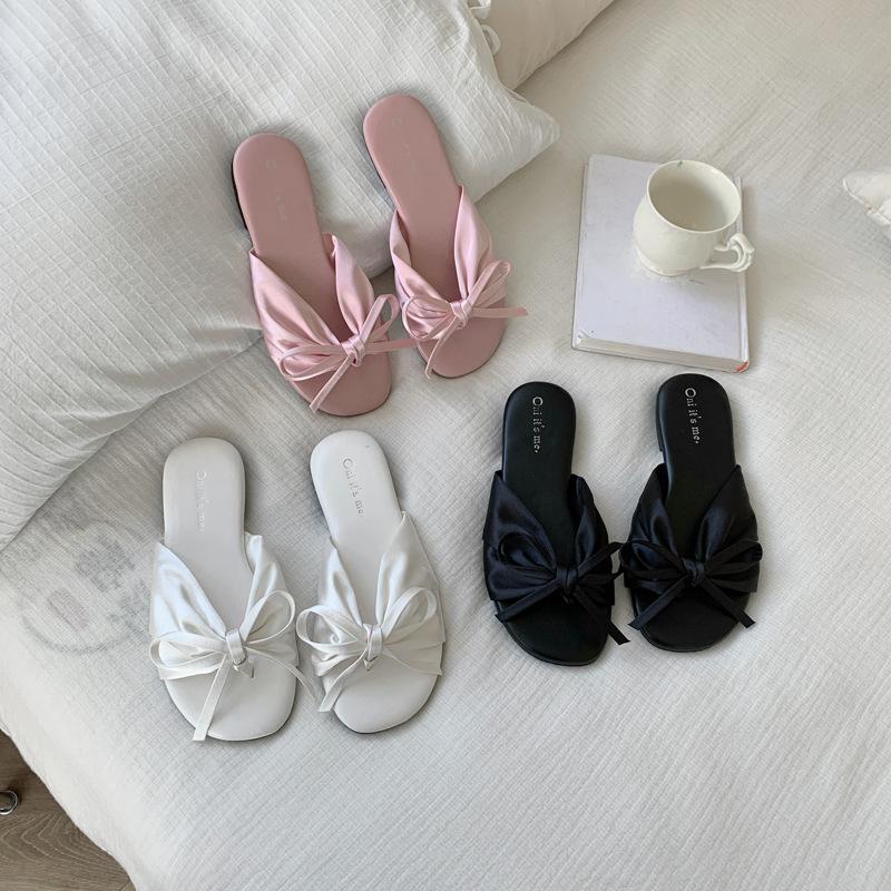 20251 Spring and Autumn New Fashion Versatile Slippers Women's Outer Wear Square Head Set Toe Drag Flat Bottom Folded Beach