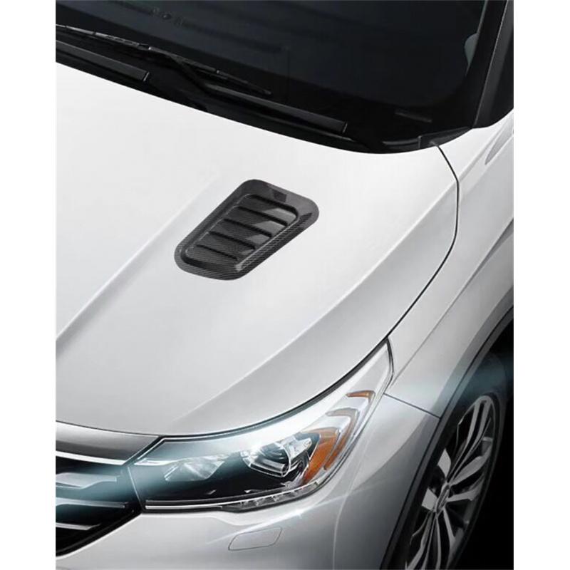 2PCS Universal Car Tuning Hood Carbon Fiber Air Flow Intake Decoration Hood Scoop Bonnet Vent Cover Stickers Decoration Styling