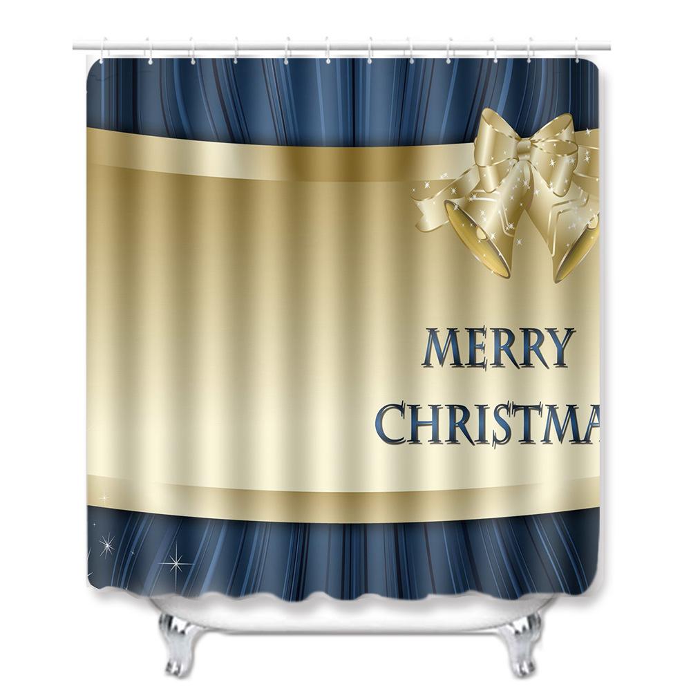 Christmas Waterproof Shower Curtain Four-Piece Combination Floor Mat Entrance Door Mat Bedroom Living Room Carpet