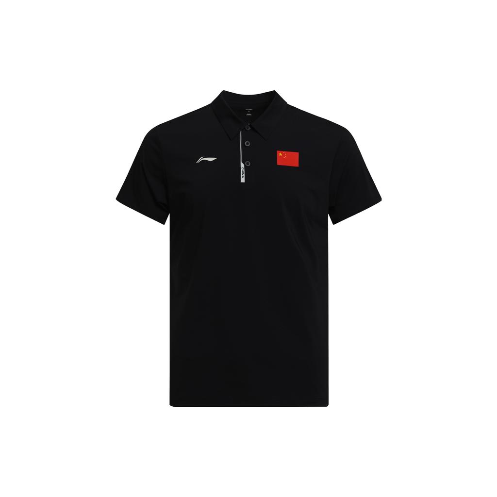 Li Ning Solid Color Logo Print Short Sleeve Polo Shirt Men Tops Deep-Dark-Blue APLT209-1
