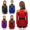 Costume da circo per ragazze, per ragazze, per feste di Halloween, circo, direttore di circo, body da ginnastica con nappe e paillettes lucide