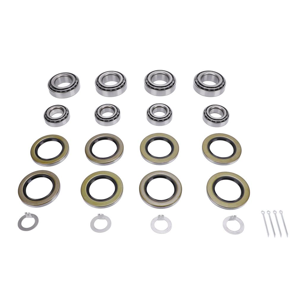 4 Sets Trailer Axle Bearing Kit 6000 to 7000lb Steel Alloy Trailer Wheel Hub Bearing Set with Cotter Pins and Grease