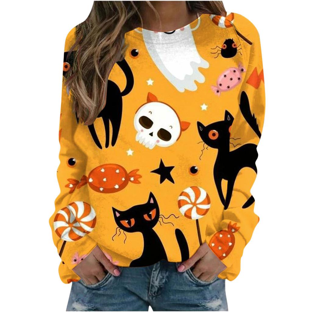 Halloween Bat Sweatshirts Cat 3D Print Hoodies Women Long Sleeve Y2k Hoodie Streetwear Oversized Pullovers Tops Woman Clothing