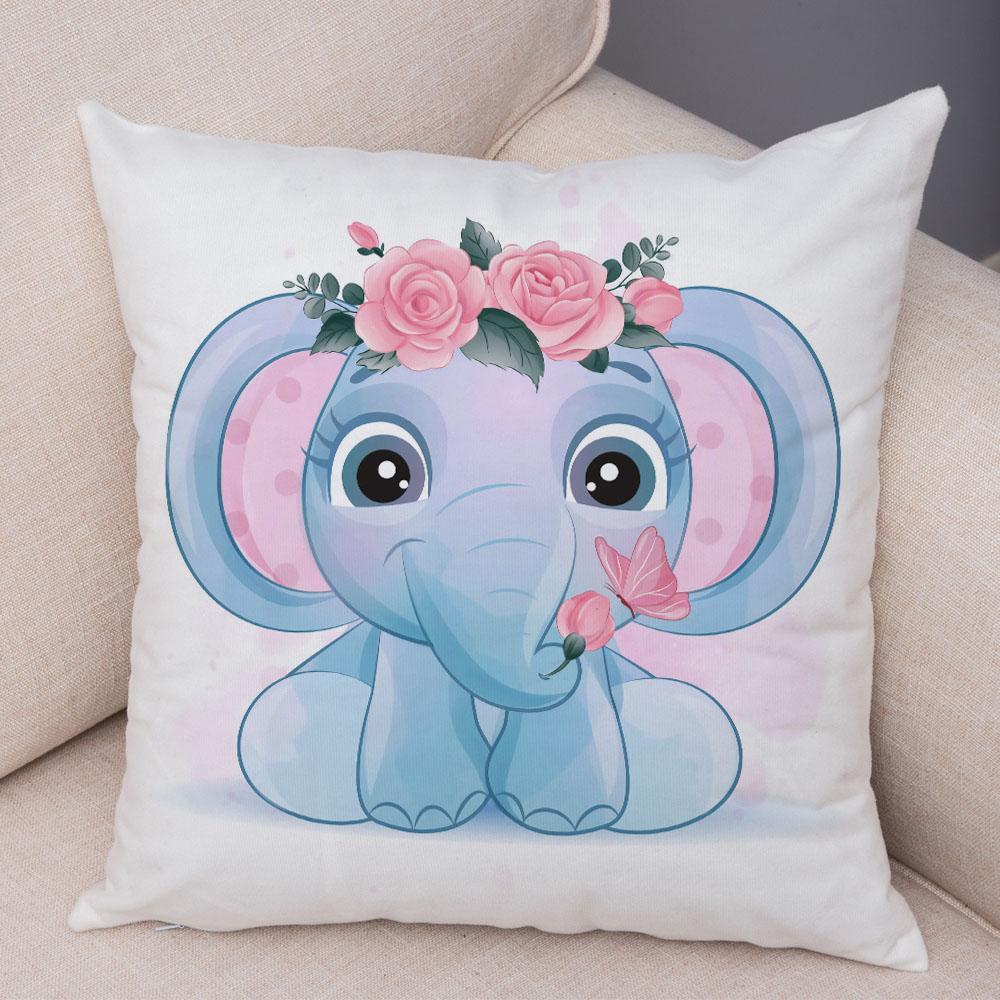 45x45cm Søt Giraffe Løve Ku Putetrekk Dekorativ tegneserie Dyretrykk Putetrekk Barnerom Sofa Hjem Putetrekk