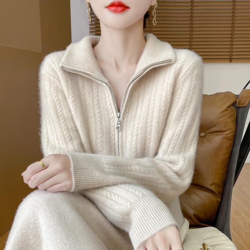 Women's Cashmere Sweater Qinghe Cashmere 30% Cashmere 70% Wool Women's Autumn and Winter Thick Cashmere Pullover Soft and Warm