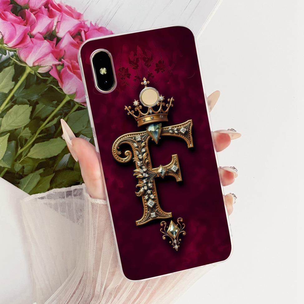 Transparent For Redmi Y2 Cover For Redmi S2 Case Luxury Crown A-Z Letters 2D Flat Pattern Soft Phone Casing