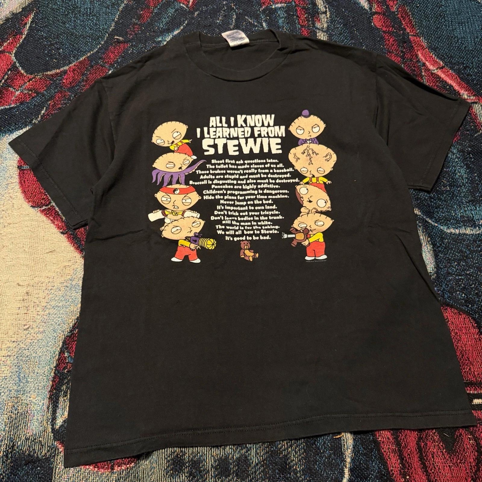 Vintage Y2K Family Guy Stewie Griffin All I Learned Men s M Funny Cartoon Bear S