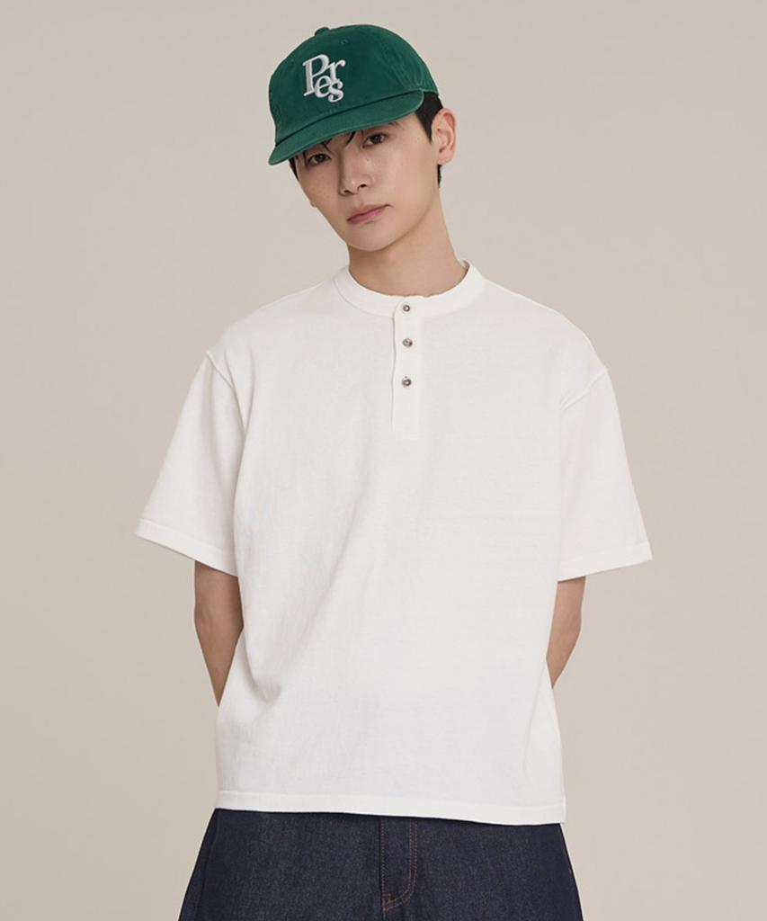 SUPERSUB 10S Heavyweight Crop Henley Neck Short Sleeve Tee - Black