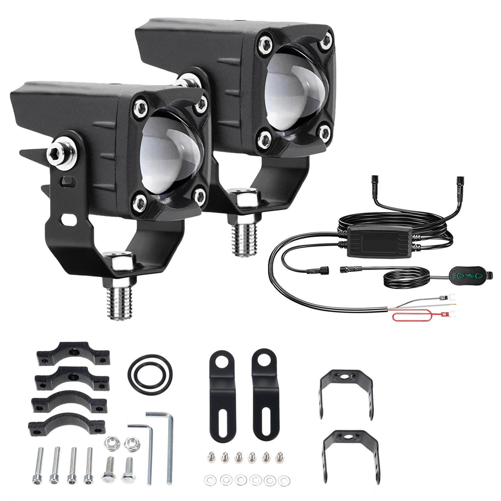 

Мотоциклетные вспомогательные фары, светодиодные фары дальнего света, прожекторы, белые, желтые противотуманные фары с монтажными кронштейнами, жгутом проводов, выкл.