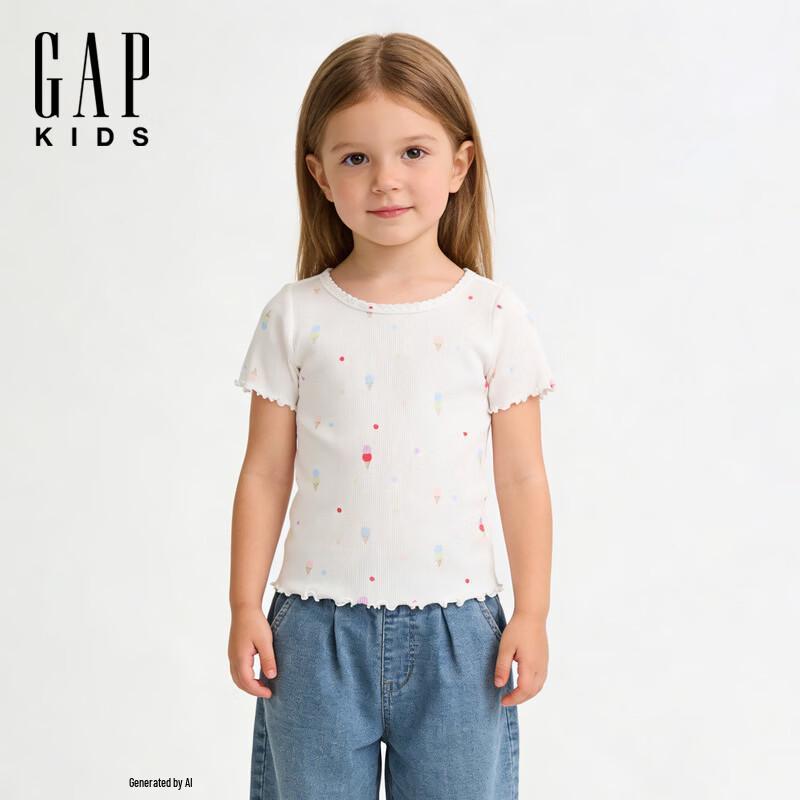 GAP Girls  Pure Cotton Lace Trim Short Sleeve T-Shirt 100/52