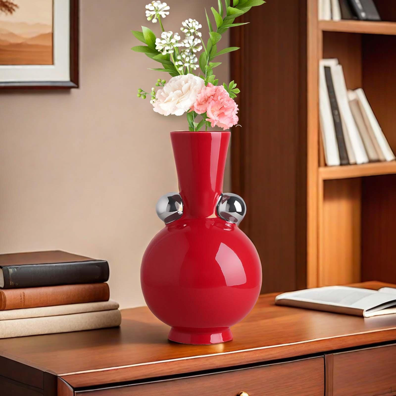 

Керамическая ваза для цветов в форме шара, современный декоративный контейнер для гостиной красный