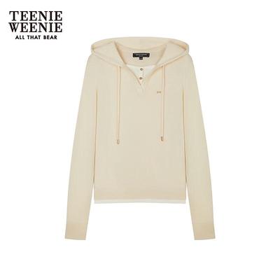 Women's Faux Two-Piece Hooded Knit Sweater