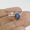 Natural Labradorite Ring, Dainty Gemstone Ring, Blue Fire Labradorite 925 Sterling Silver Ring, Teardrop Ring, Stackable Ring, Birthday Gift
