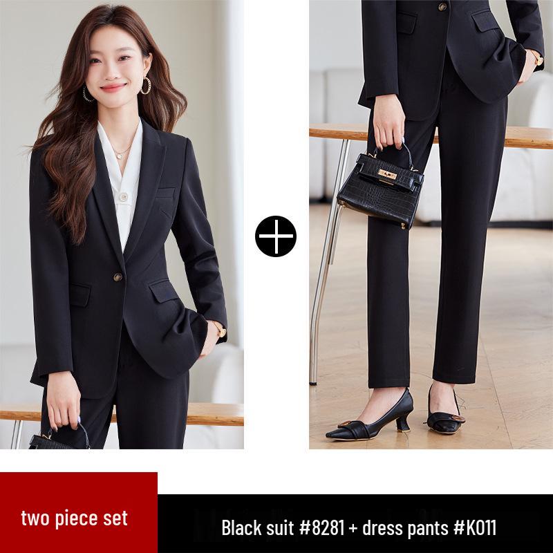 2024 Women's Gray Professional Suit Set - Spring/Autumn High-End Jacket for Workplace, Commute, or Interview