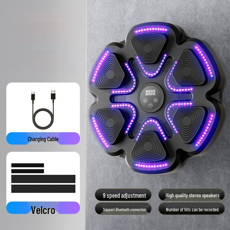 Bluetooth Smart Music Boxing Target Wall with Light-up Features and Gloves for Stress Relief and Fitness
