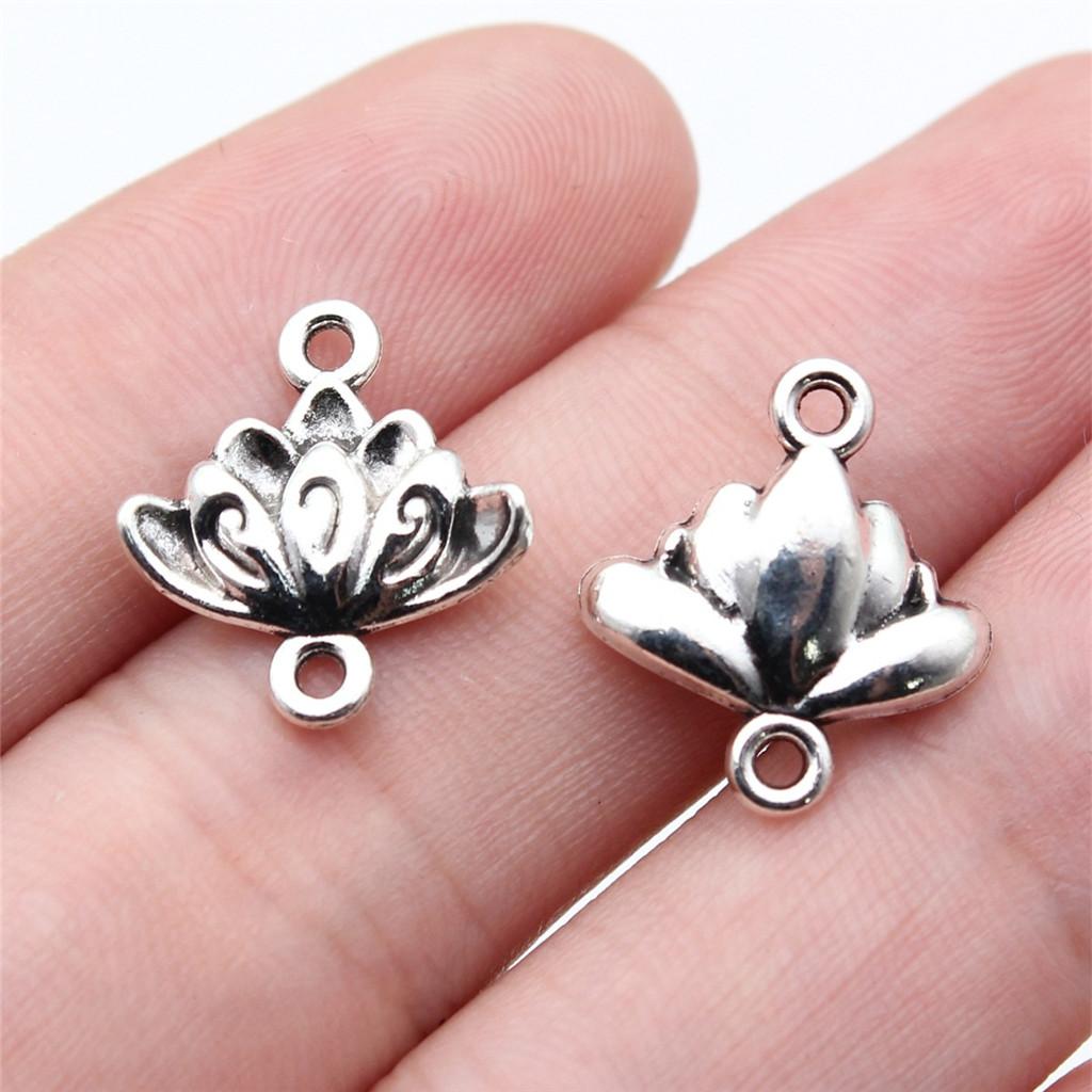 Flower Petal Connectors Botanical Themed Antique Bronze Zinc Alloy Jewelry Making Connect Charms Extender Connectors