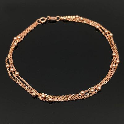 Purple Gold-Plated Rose Gold Three-Layer Round Bead Bracelet Fashionable And Luxurious Korean Version Exquisite Foreign Style Tide Colored Gold Jewelr